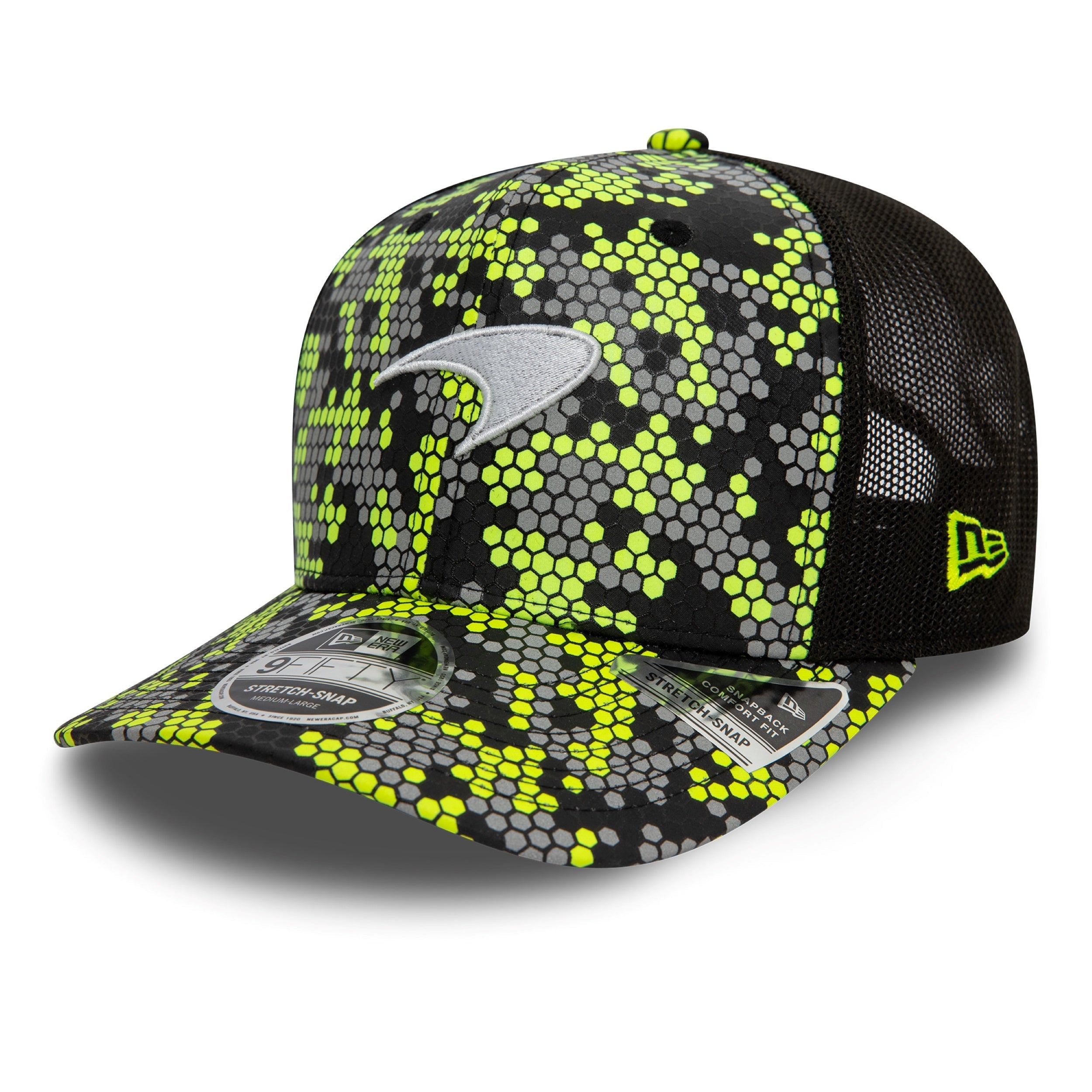 McLaren Racing F1 Team Lights Out 9Fifty Cap Stretch Snap Kasket Voksne - Sort/Neon Gul